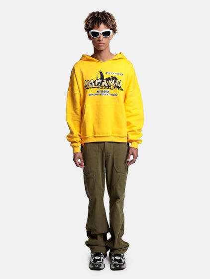 DWD Studioz Herren Sugar Loaf Kapuzen-Pullover Oversize-Hoodie Baumwoll-Hoody Gelb