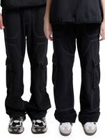 DWD Studioz Unisex Sao Paulo Cargo Pants for Women or Men Denim Pants with Large Leg Pockets Black DWD Studioz Unisex Sao Paulo Cargo Pants for Women or Men Denim Pants with Large Leg Pockets Black