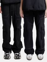DWD Studioz Unisex Sao Paulo Cargo Pants for Women or Men Denim Pants with Large Leg Pockets Black DWD Studioz Unisex Sao Paulo Cargo Pants for Women or Men Denim Pants with Large Leg Pockets Black