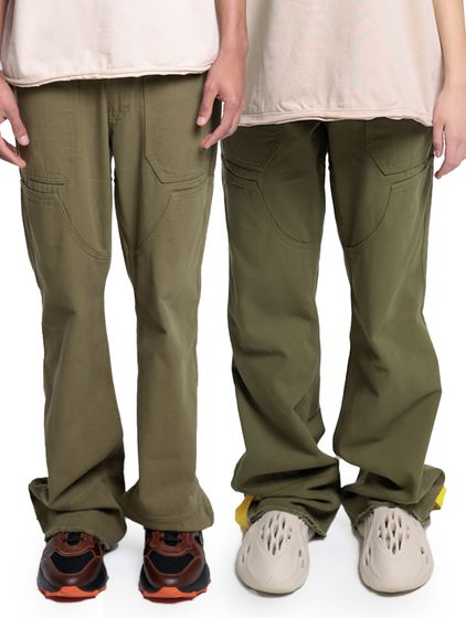 DWD Studioz Unisex Ipanema Loose Fit Jeans for Women or Men Denim Pants Olive Green
