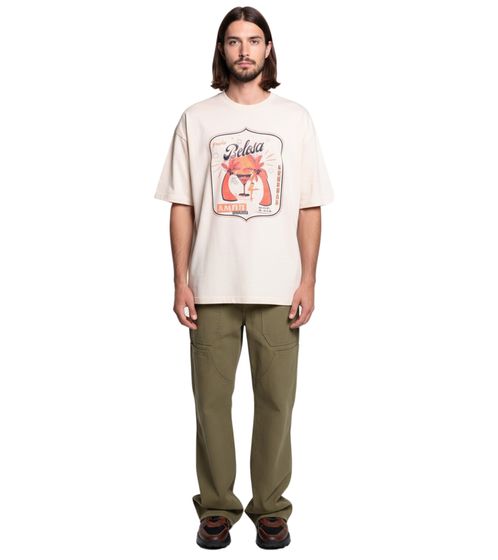 DWD Studioz Ipanema Men's Loose Fit Cargo Pants, Cotton Denim Trousers, Olive Green