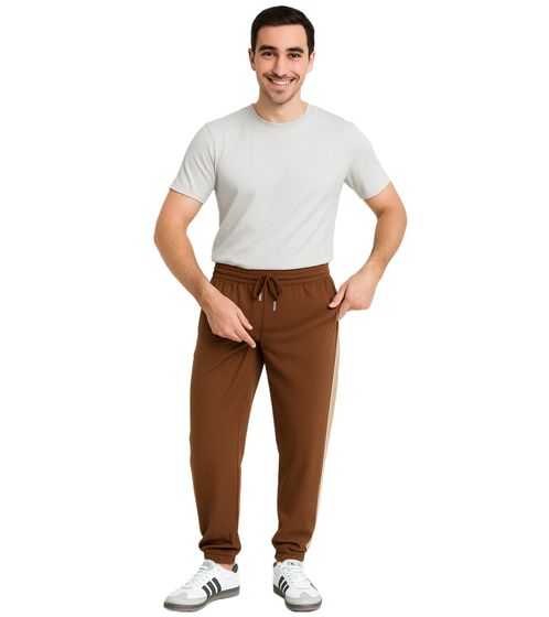 Pantalon de jogging homme DWD Studioz Tapioca, marron, avec bandes latérales rétro