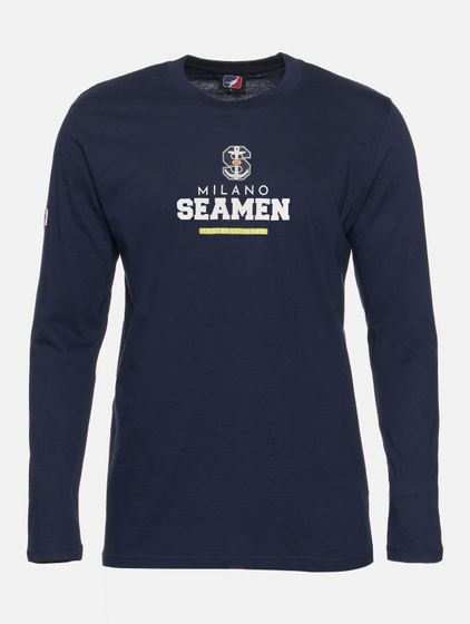 European League Of Football Milano Seamen 1 Long Sleeve Shirt Parade Blue