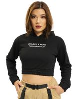Project X Paris Cropped Fleece Hoodie, Black