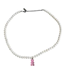 Collana unisex con perline a forma di orso e milkshake alla fragola fainz