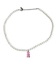 Collana unisex con perline a forma di orso e milkshake alla fragola fainz