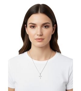 fainz Cross Silberne Kette Unisex Modische Edelstahl Kette mit Kreuz Anhänger Edelstahl 