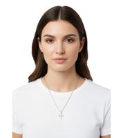 fainz Cross Silberne Kette Unisex Modische Edelstahl Kette mit Kreuz Anhänger Edelstahl 