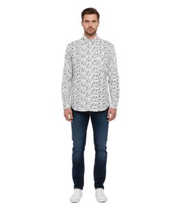 Camicia da uomo CDG FH-B029-W21 con stampa E-shirt in cotone