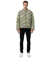 Comme Des Garçons Herren Hemd-Jacke mit Logo-Print Baumwoll-Jacke Grün/Rosa