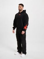 Fokus x Def Racer Men's Hoodie with Kangaroo Pocket, Black/Red