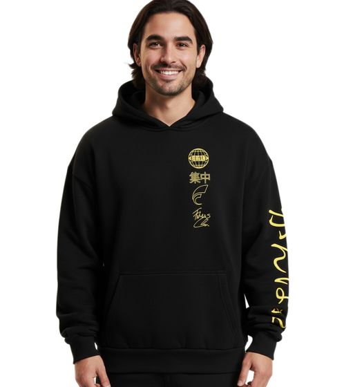 Sudadera con capucha Fokus x Def World negra y amarilla