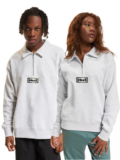 HUF Slate Quarter Zip Fleece Pullover gray melange