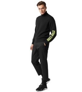 Aries Rib Press Gothic Herren Strick-Sweatshirt mit Rollkragen Langarm-Pullover Schwarz