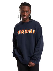 MARNI men's sweatshirt made of high-quality cotton mix with a modern cut and stylish design Navy Blue