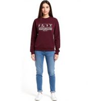 Sporty & Rich Women's Round Neck Sweatshirt with Health Wellness Print, Merlot/White Cotton Sweater Sporty & Rich Women's Round Neck Sweatshirt with Health Wellness Print, Merlot/White Cotton Sweater