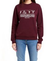 Sporty & Rich Women's Round Neck Sweatshirt with Health Wellness Print, Merlot/White Cotton Sweater Sporty & Rich Women's Round Neck Sweatshirt with Health Wellness Print, Merlot/White Cotton Sweater