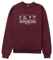 Sporty & Rich Women's Round Neck Sweatshirt with Health Wellness Print, Merlot/White Cotton Sweater Sporty & Rich Women's Round Neck Sweatshirt with Health Wellness Print, Merlot/White Cotton Sweater