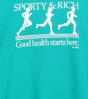 Sporty & Rich Live Longer Rundhals-Sweatshirt Crewneck – Turquoise Grün/Weiß