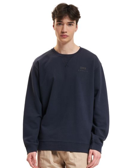 Edwin Base Crew sweater in navy blue