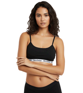 Reggiseno senza ferretto Juicy Couture Cotton Scoop Ren da donna con spalline regolabili, nero