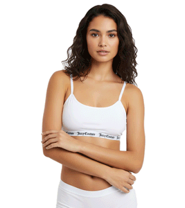 Reggiseno bralette senza ferretto Juicy Couture Cotton Scoop Ren da donna con spalline regolabili, bianco