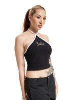 Juicy Couture contrast halter neck tops black