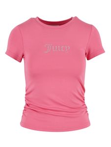 Juicy Couture Dot Ruched SS Fitted T-Shirts pink