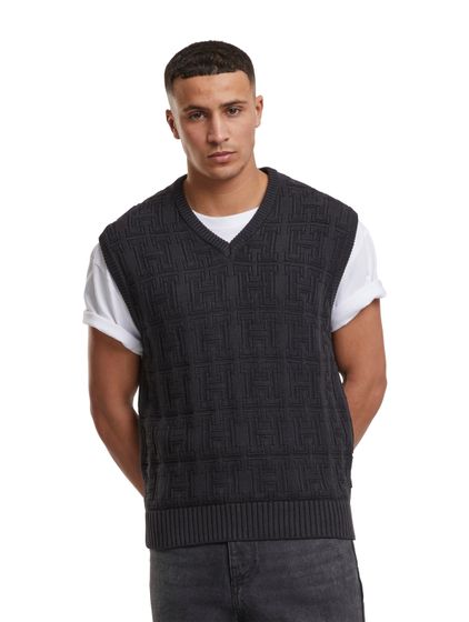 HUF Interlaced Jacquard Overdyed Vest black