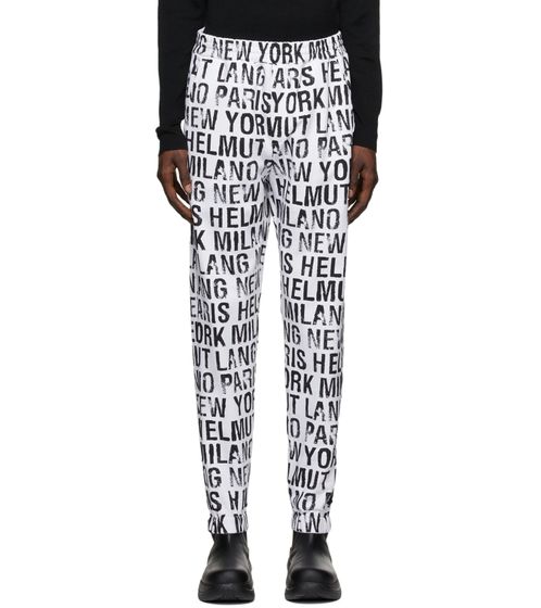 HELMUT LANG Herren Jogging-Hose mit durchgehendem grafischen Muster Sweatpants Jogger Weiß/Schwarz