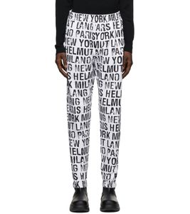HELMUT LANG Herren Jogging-Hose mit durchgehendem grafischen Muster Sweatpants Jogger Weiß/Schwarz