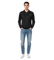 Han Kjøbenhavn Men's Long-Sleeve Football T-Shirt - Sporty, Inspired Long-Sleeve Shirt with Logo Details - Black