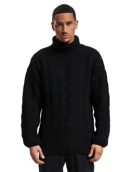 MARNI Large Turtleneck Sweatshirt with Fuzzy Soot, Black