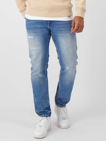 Black Bananas Straight Fit Jeans aus Destroyed-Denim in Blau