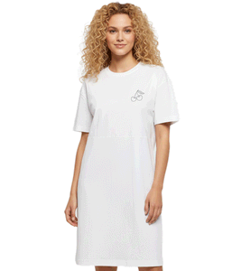 Vestido oversize con abertura y estampado de cerezas Merchcode Cherry, blanco