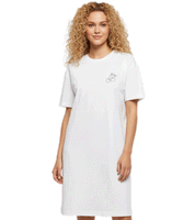 Robe fendue oversize Merchcode Cherry pour femme, imprimé cerises discret, blanche