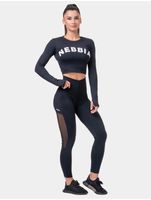 Nebbia Leggings mit hoher Taille und Netzstoff in Schwarz