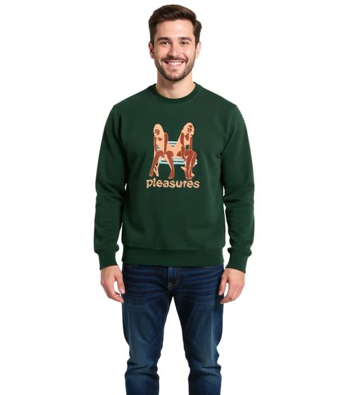 Sudadera PLEASURES Bench Premium de cuello redondo para hombre, elegante jersey de algodón, verde alpino