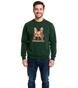 Felpa girocollo da uomo PLEASURES Bench Premium, elegante pullover in cotone, verde alpino