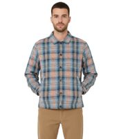 YMC Men's Bowling Shirt, Checked Cotton Shirt, Long-Sleeved Shirt, Blue/Orange