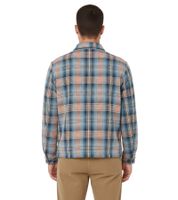 YMC Men's Bowling Shirt, Checked Cotton Shirt, Long-Sleeved Shirt, Blue/Orange