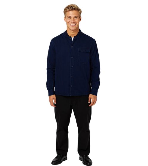 YMC Delinquents Men's Shirt-Jacket with Chest Pocket, Cotton Shirt, Dark Blue