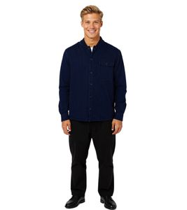 Chemise-veste homme YMC Delinquents avec poche poitrine, chemise en coton, bleu foncé Chemise-veste homme YMC Delinquents avec poche poitrine, chemise en coton, bleu foncé