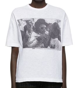 T-shirt da uomo YMC con tripla stampa reggae, t-shirt in cotone bianco