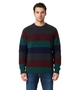 Felpa girocollo in lana Suedehead da uomo YMC con righe, multicolore