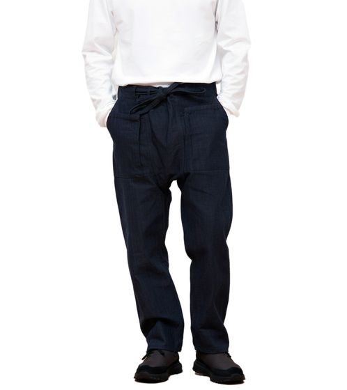 snow peak Og Canvas Hose mit großen aufgesetzten Taschen nachhaltige Baumwoll-Hose Dunkelblau