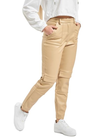 Pantaloni cargo a sigaretta in ecopelle Missguided beige