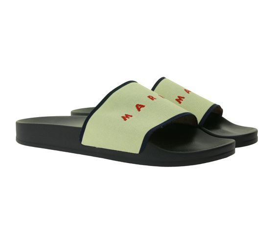 MARNI Slip-On Latschen Sommer-Schuhe mit Logo-Stickerei Pantoletten Schwarz