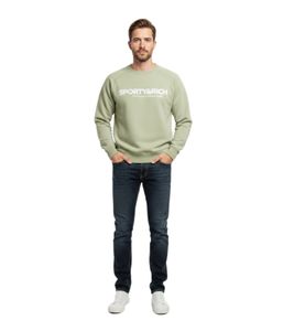 Pull homme Sporty & Rich à col rond avec logo Science - Style streetwear décontracté en matière premium - Vert/Blanc