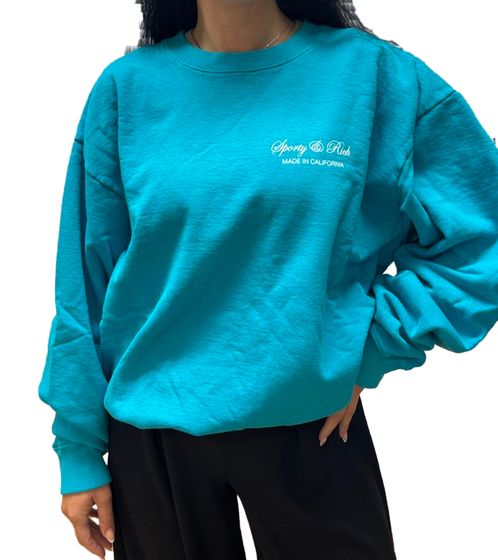 Sporty & Rich Unisex Sweatshirt mit Rundhalsausschnitt Logo-Schriftzug und Back Print Türkis